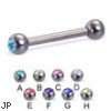 Titanium jeweled straight barbell, 12 ga