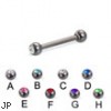 Titanium jeweled straight barbell, 16 ga