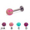 Titanium labret with acrylic checkered ball, 14 ga