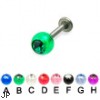 Titanium labret with acrylic jeweled ball, 14 ga