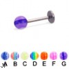 Titanium labret with acrylic layered ball, 16 ga