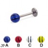 Titanium labret with double striped ball, 16 ga