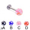 Titanium labret with multi-gem acrylic colored ball, 14 ga