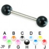 Titanium straight barbell with acrylic flower balls, 14 ga