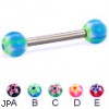 Titanium straight barbell with acrylic star balls, 12 ga