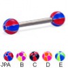 Titanium straight barbell with balloon balls, 12 ga