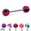 Titanium straight barbell with balloon balls, 14 ga