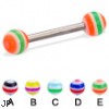 Titanium straight barbell with circle balls, 12 ga