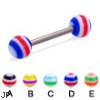 Titanium straight barbell with circle balls, 14 ga