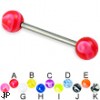 Titanium straight barbell with marble balls, 14 ga