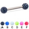 Titanium straight barbell with tornado balls, 12 ga