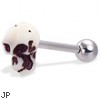 Tongue ring with acrylic skull, 12 ga