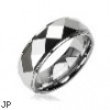 Tungsten Carbide Faceted Ring with Drop Down Edges