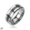 Tungsten carbine ring with black carbon fiber inlay