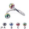 Twisted barbell with epoxy striped balls, 14 ga