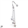 Twister barbell with dangling jeweled stars on chains