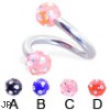 Twister barbell with multi-gem acrylic colored balls, 10 ga