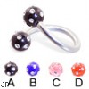 Twister barbell with multi-gem acrylic colored balls, 12 ga