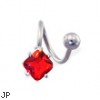 Twister barbell with ruby red diamond shaped end, 14 ga