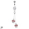 Two CZ Butterflies with Wire Dangle Surgical Steel Navel Ring