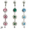Two dangling flowers belly button ring