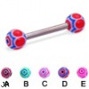 Web ball titanium straight barbell, 12 ga