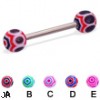 Web ball titanium straight barbell, 14 ga