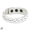 White Leather Bracelet With Cross Braided Double Strips