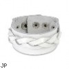 White Leather Bracelet With Layered Thick Weaved Strips
