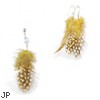 Yellow Polka Dot Feather Belly Ring And Earring Set